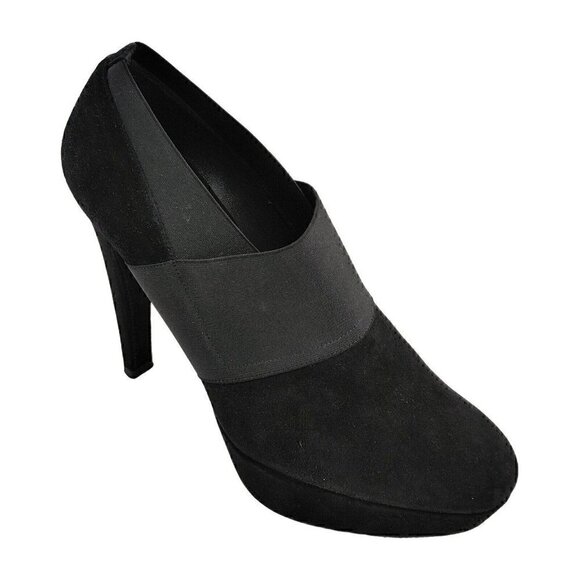 STUART WEITZMAN KW10504 Black Suede & Goring Platform Stiletto Covered Heels 10M - Picture 1 of 9